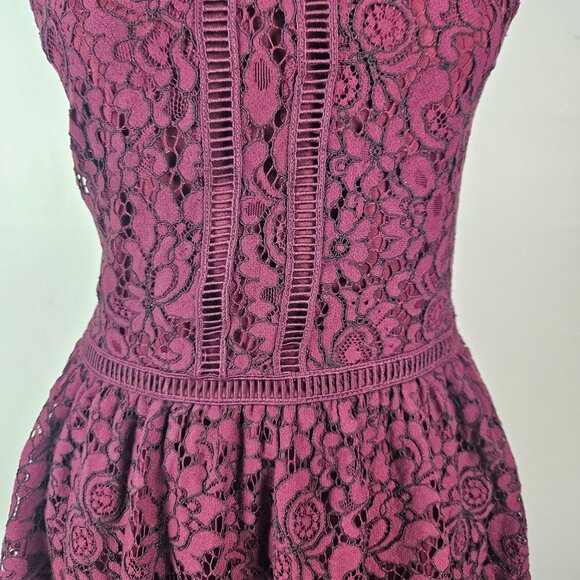 Altard' State Womens Burgundy Lace Fit & Flare Dress Circle Neck Size Sm Formal - Picture 8 of 14